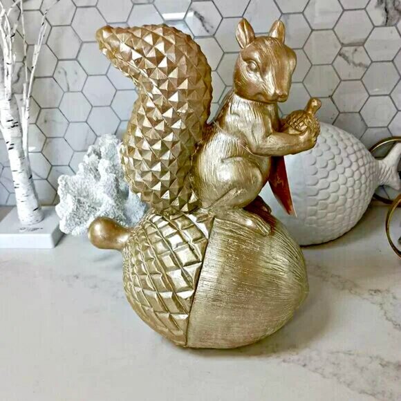 NEW! BOHO FARMHOUSE Large 14" SQUIRREL ACORN DECOR - Picture 5 of 5